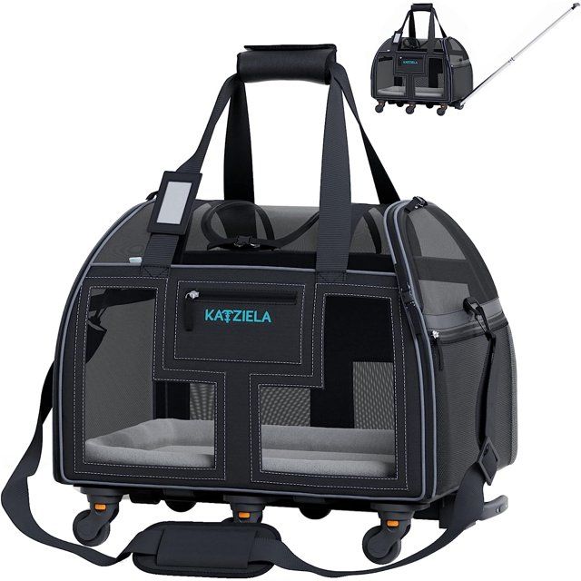Photo 1 of KATZIELS LUXURY BLACK RIDER ROLLING PET CARRIER W PET BED