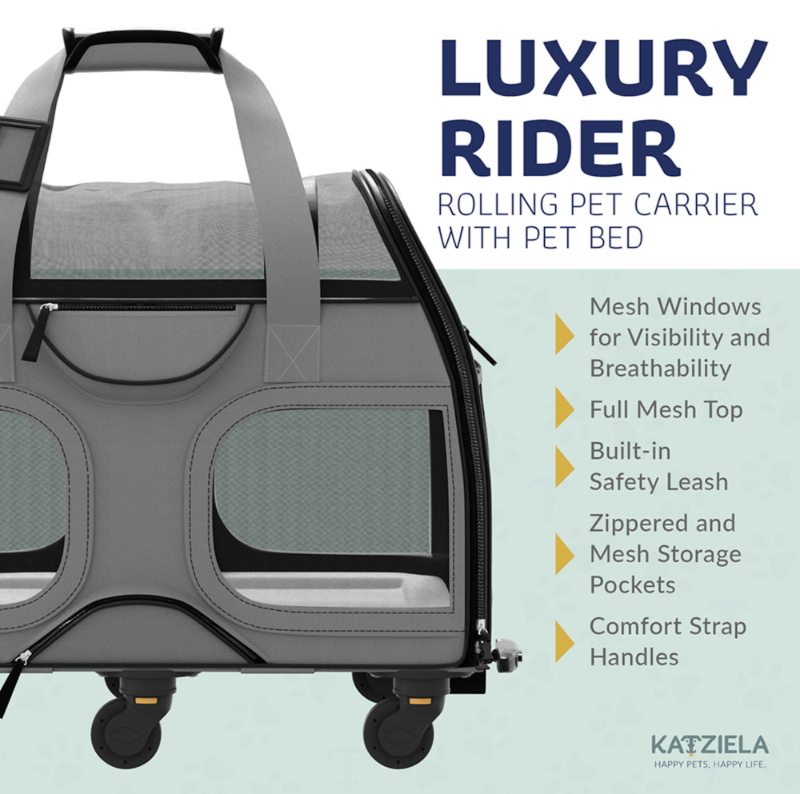 Photo 2 of KATZIELS LUXURY BLACK RIDER ROLLING PET CARRIER W PET BED