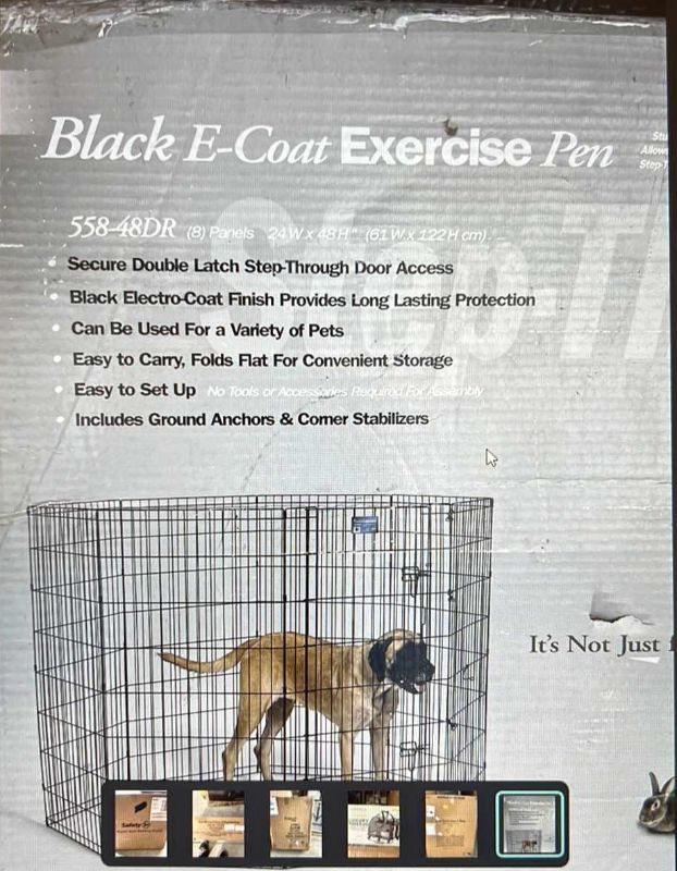 Photo 2 of BLACK E-COAT PET EXERCISE PEN  558-48DR 8-PANELS W24” H48”