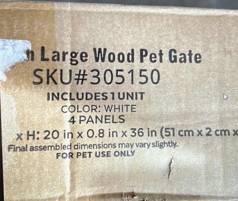 Photo 2 of NIB WHITE LARGE WOOD PET GATE. SKU#305150