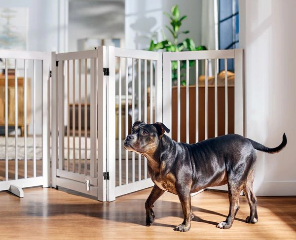 Photo 1 of NIB WHITE LARGE WOOD PET GATE. SKU#305150