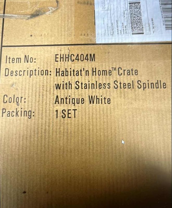 Photo 3 of NIB CHEWY ANTIQUE WHITE HABITAT’N HOME CRATE W STAINLESS STEEL SPINDLE  EHHC404M