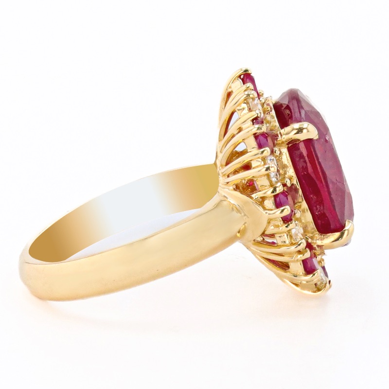 Photo 3 of 11.14ct Ruby and 0.64ctw Diamond 14K Yellow Gold Ring W. MSRP Appraisal (Approx. Size 6-7) RN031327