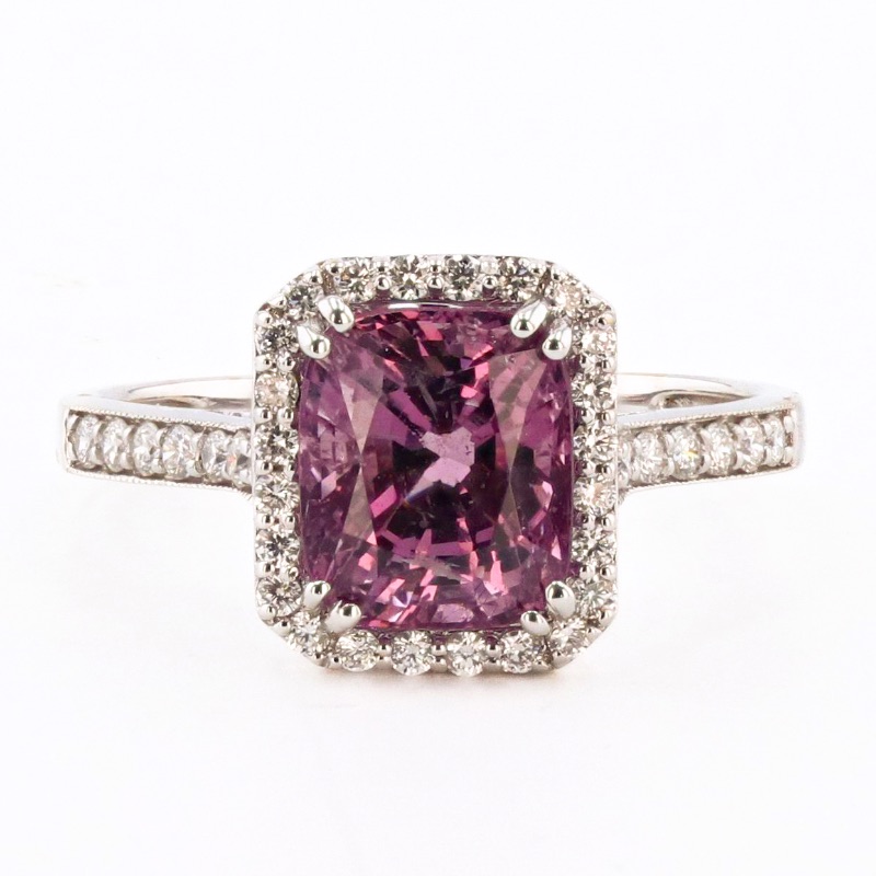 Photo 1 of 2.90ct Pink Spinel and 0.38ctw Diamond 18K White Gold Ring W. MSRP Appraisal (Approx. Size 6-7)  RN033086