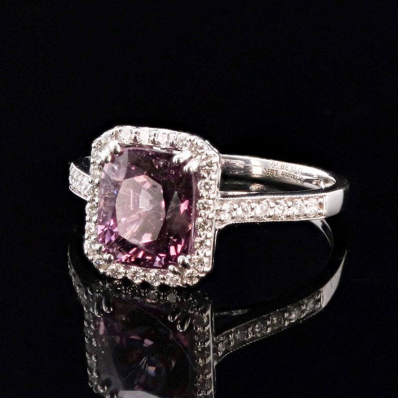 Photo 2 of 2.90ct Pink Spinel and 0.38ctw Diamond 18K White Gold Ring W. MSRP Appraisal (Approx. Size 6-7)  RN033086