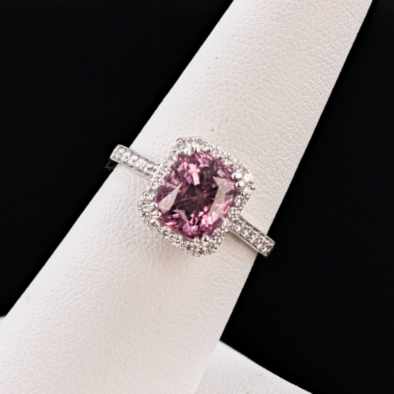 Photo 3 of 2.90ct Pink Spinel and 0.38ctw Diamond 18K White Gold Ring W. MSRP Appraisal (Approx. Size 6-7)  RN033086