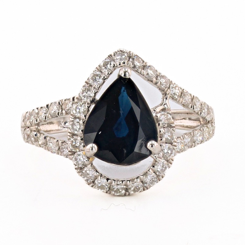 Photo 2 of 2.13ct Blue Sapphire and 0.82ctw Diamond Platinum Ring W. MSRP APPRAISAL (Approx. Size 6-7)   RN033898