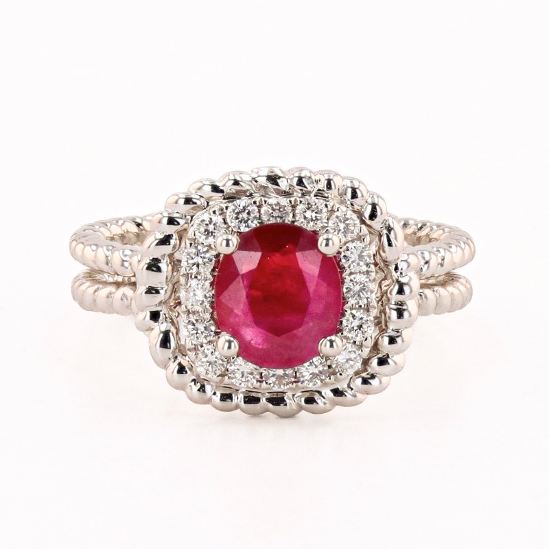 Photo 1 of 1.21ct BURMA Ruby and 0.27ctw Diamond 18K White Gold Ring (GIA CERTIFIED) W. MSRP Appraisal (Approx. Size 6-7).  RN033339