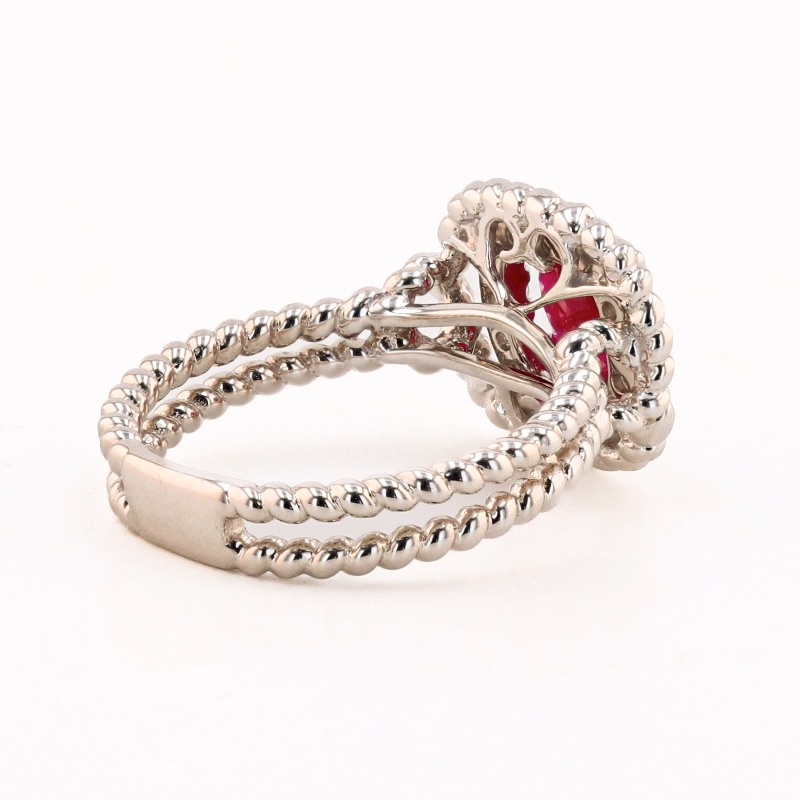 Photo 2 of 1.21ct BURMA Ruby and 0.27ctw Diamond 18K White Gold Ring (GIA CERTIFIED) W. MSRP Appraisal (Approx. Size 6-7).  RN033339