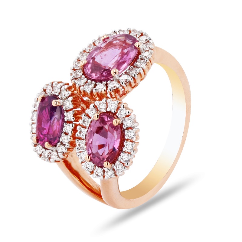 Photo 1 of 3.47ctw Purple Sapphire and 0.44ctw Diamond 18K Rose Gold Ring W. MSRP Appraisal (Approx. Size 6-7).  RN029845