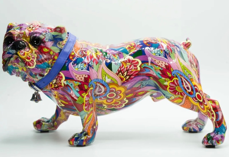 Photo 2 of BRANI COLORFUL RESIN BULL DOG STANDING. 15” x 17” 8”