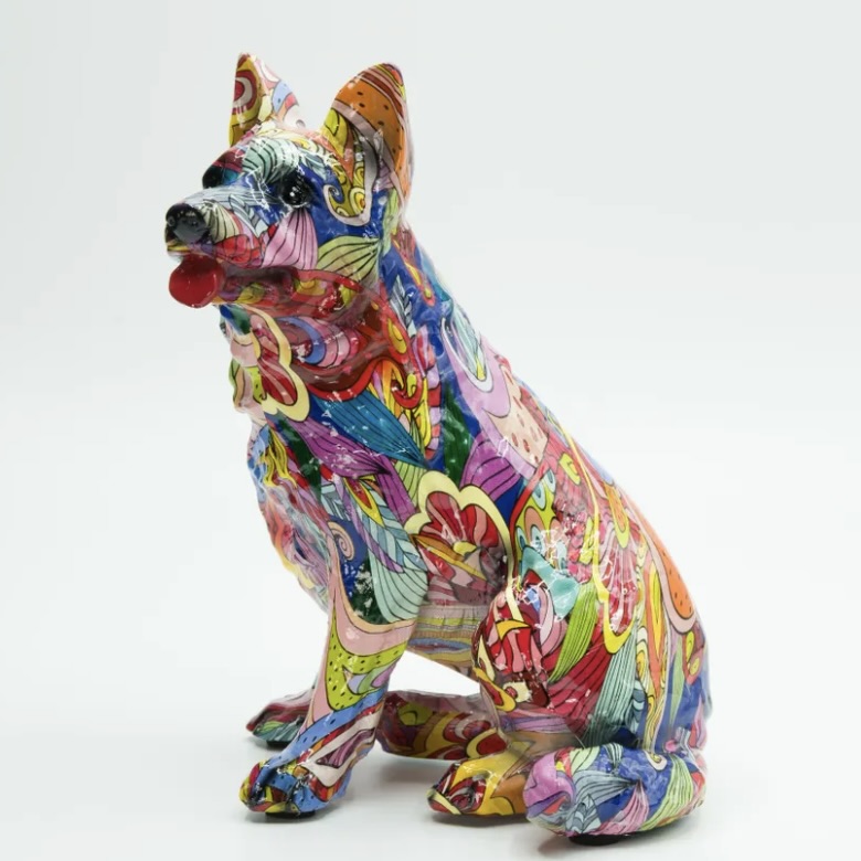 Photo 2 of BRANI COLORFUL RESIN GERMAN SHEPHERD DOG  6” x 5” x 7”