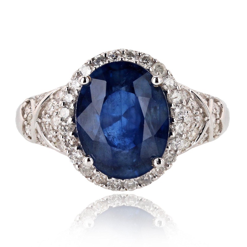 Photo 1 of 4.79ct Tanzanite and 0.57ctw Diamond 14K White Gold Ring W. MSRP Appraisal (Approx Size 6-7).  RN018162