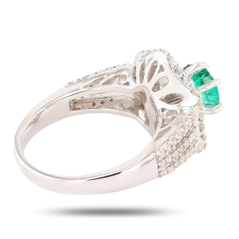 Photo 4 of 0.91ct Emerald and 1.09ctw Diamond 14K White Gold Ring W MSRP Appraisal (Approx. Size 6-7) RN025302