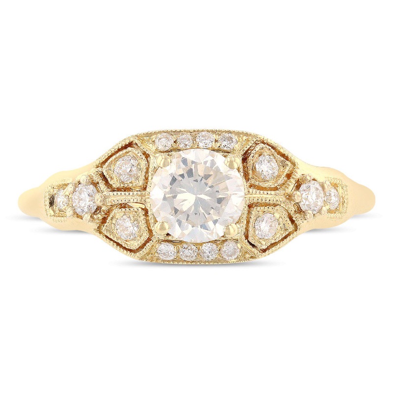 Photo 2 of Diamond 18K Yellow Gold Ring  0.50ct SI2 CLARITY CENTER  (0.68ctw Diamonds) W MSRP APPRAISAL (APPROX SIZE 6-7).  RN023808