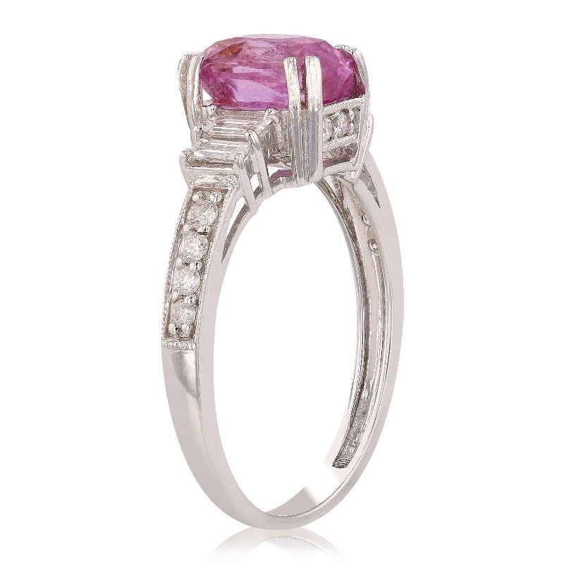 Photo 2 of 2.31ct Pink Sapphire and 0.46ctw Diamond 14K White Gold Ring W MSRP Appraisal (Approx Size 6-7)  RN023107