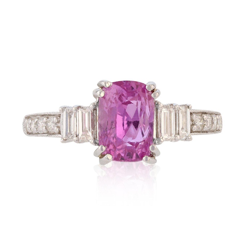 Photo 3 of 2.31ct Pink Sapphire and 0.46ctw Diamond 14K White Gold Ring W MSRP Appraisal (Approx Size 6-7)  RN023107