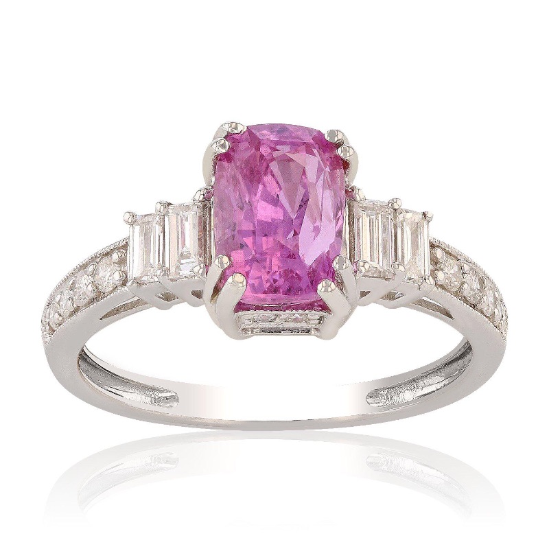 Photo 1 of 2.31ct Pink Sapphire and 0.46ctw Diamond 14K White Gold Ring W MSRP Appraisal (Approx Size 6-7)  RN023107