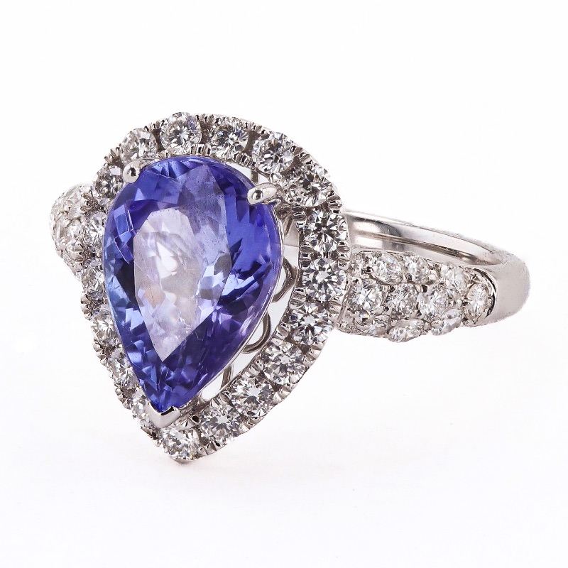 Photo 1 of 2.66ct Tanzanite and 0.71ctw Diamond 14K White Gold Ring W MSRP APPRAISAL (APPROX SIZE 6-7)  RN030288