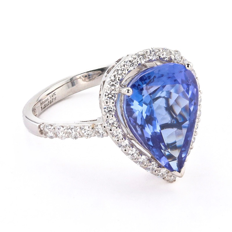 Photo 1 of 4.30ct Tanzanite and 0.47ctw Diamond 14K White Gold Ring W MSRP APPRAISAL (APPROX SIZE 6-7)  RN030239