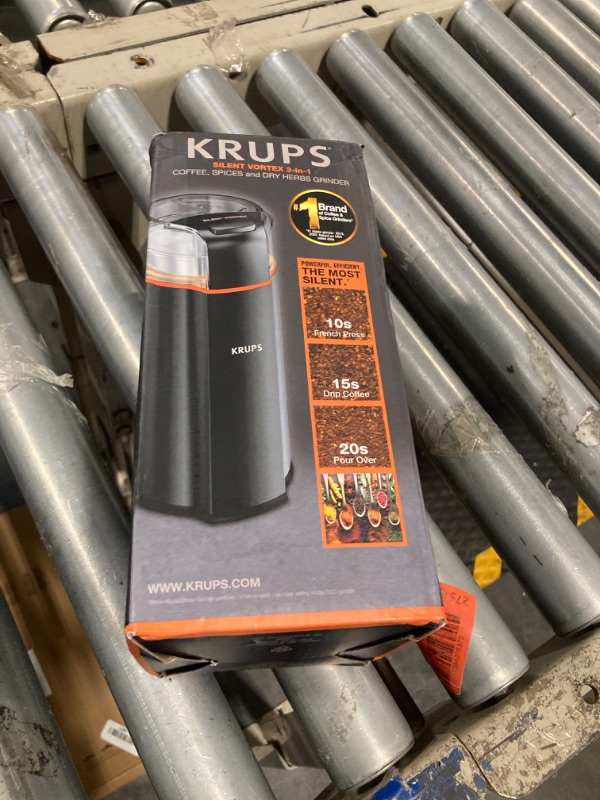 Photo 2 of ***USED***KRUPS: 3oz Silent Vortex Coffee and Spice Grinder with Removable Bowl Easy to Use, 5 Times Quieter 175 Watts Coffee, Spices, Dry Herbs, Nuts, Dishwasher Safe Bowl, 12 Cup Black