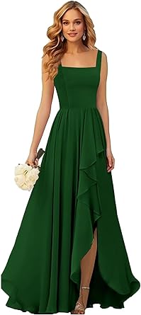 Photo 1 of ***USED*** Similar dress  Lulus Dresses for Women Ruffle Long Formal Dress Square Neck Evening Gown with Slit size s