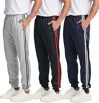 Photo 1 of  3 Pack: Men's Tricot Active Athletic Casual Jogger Fleece Lined Sweatpants Pockets (Available in Big & Tall)