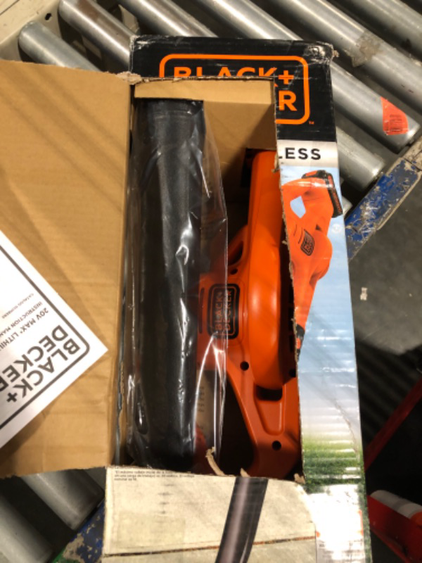 Photo 2 of **USED***BLACK+DECKER 20V MAX Cordless Leaf Blower, Lawn Sweeper, 130 mph Air Speed, Lightweight Design, Battery and Charger Included (LSW221)