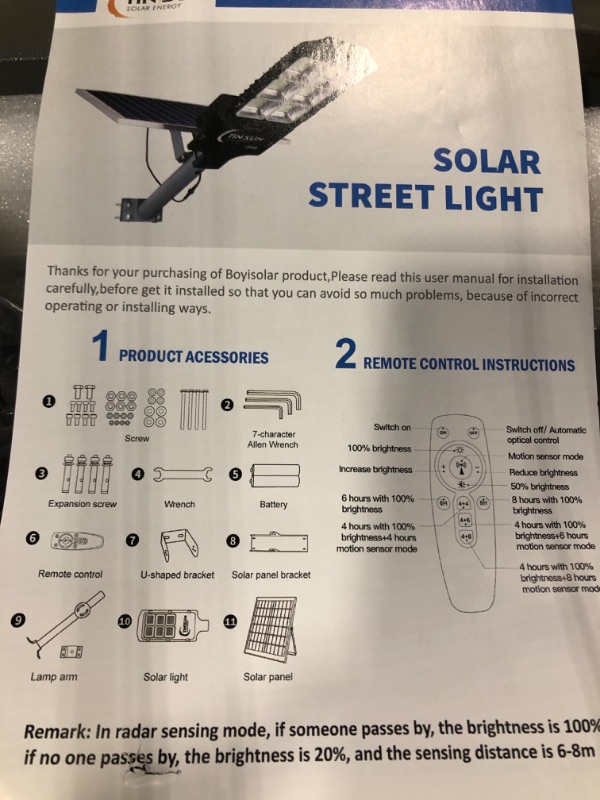 Photo 1 of ***USED***1200W Solar Street Lights Outdoor,42000 Lumens Daylight Solar Led Light with Remote Control,Dusk to Dawn Solar Security Flood Lights
