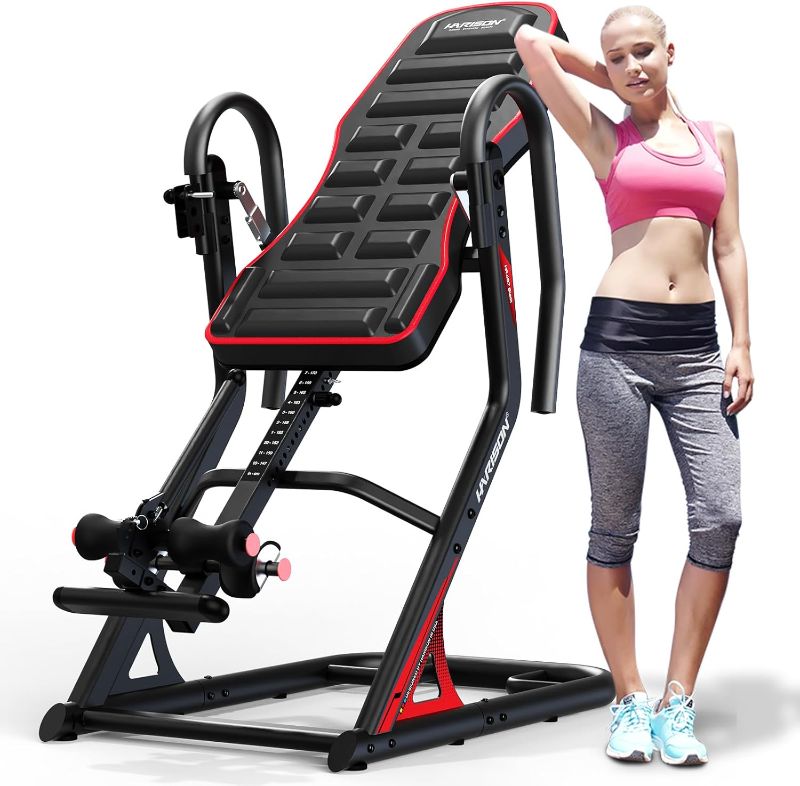 Photo 1 of 
HARISON Heavy Duty Inversion Table for Back Pain Relief 350 LBS Capacity with 3D Memory Foam, Back Inversion Table with 180 Degree Full Inversion
Color:Black
