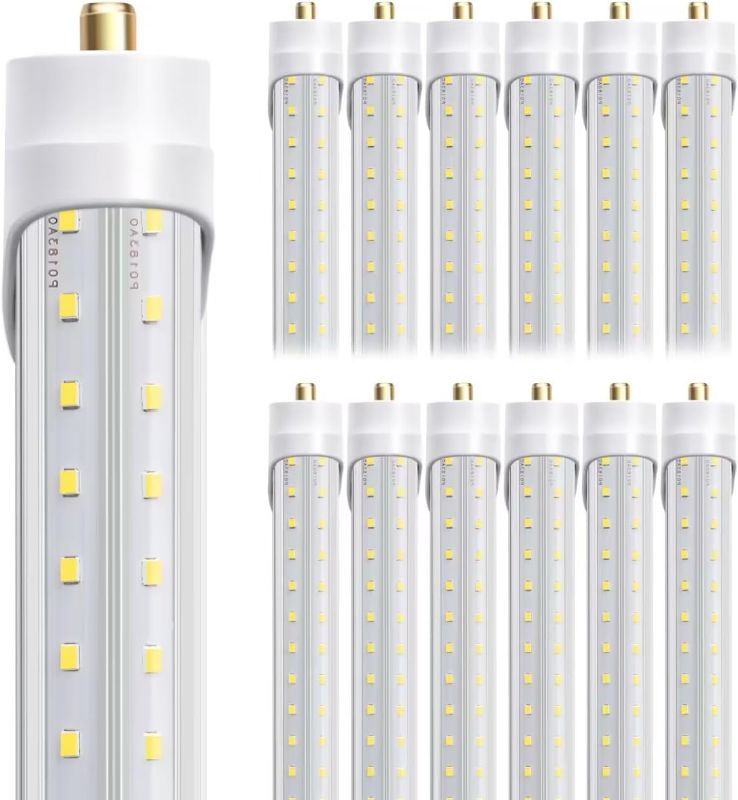 Photo 1 of 8ft LED Bulbs, 8 Foot LED Shop Light Bulb 72W 6000K 10000lm, Super Bright,T8 T10 T12 V Shape FA8 Lights, Clear Cover, F96T12 Bulbs to Replace Fluorescent Light Bulbs(Pack of 12)
