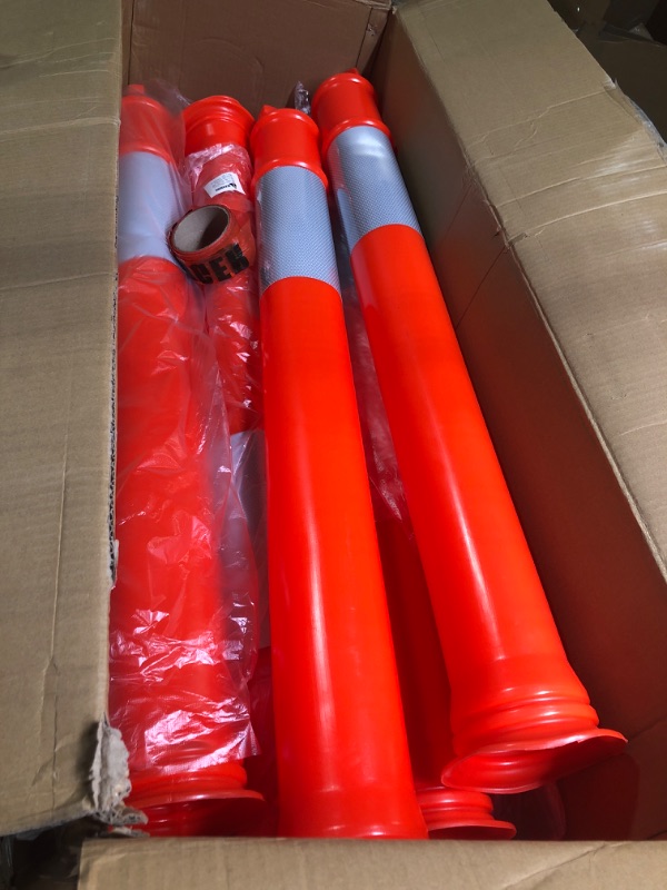 Photo 3 of (Pack of 9) RK DPOST2T Polyethylene Portable Delineator Post Replacement, 42" Height (Post Only, Orange)