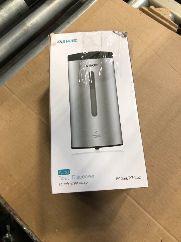 Photo 1 of AIKE
Wall-Mount Automatic Liquid Soap Dispenser 27oz Large Capacity Brushed Stainless Steel Finish Model AK1205