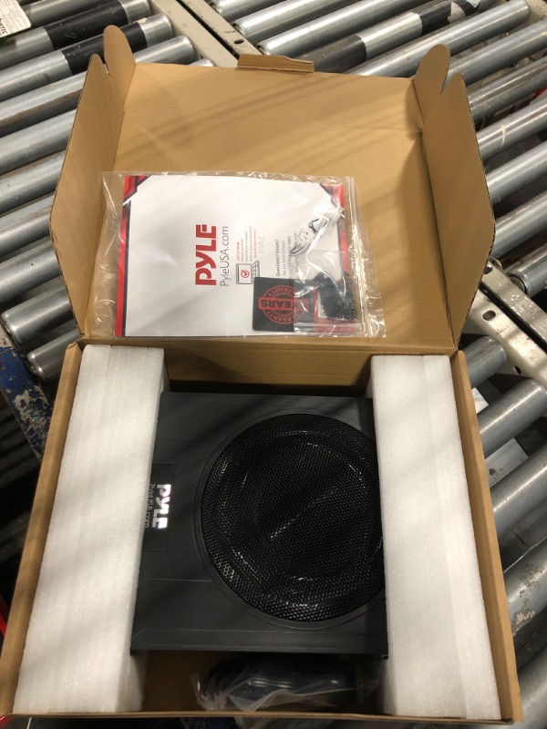 Photo 3 of **USED***Pyle 8-Inch Low-Profile Amplified Subwoofer System - 600 Watt Compact Enclosed Active Underseat Car Audio Subwoofer with Built in Amp, Powered Car Subwoofer w/Low & High Level Inputs PLBX8A,Black