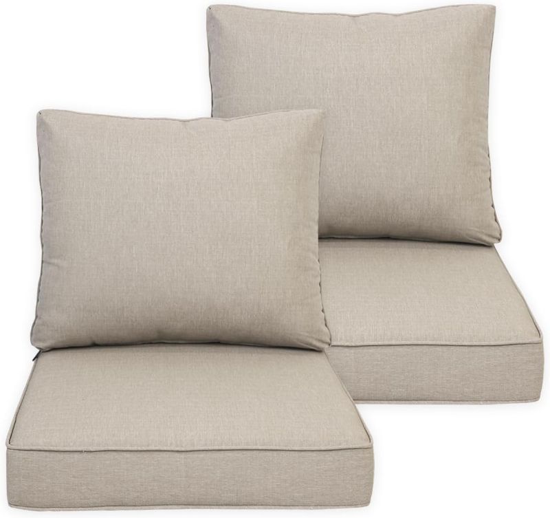 Photo 1 of **USED**in/Outdoor 23.5x25x5.1 Inch Putty Deep Seat Patio Cushion Set Outdoor Chair Cushions with Fade Resistant and Removable Cover for with Most Patio Furniture and homedepot Furniture 2 SETS