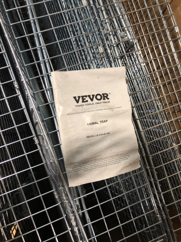 Photo 2 of  VEVOR Live Animal Cage Trap, 50" x 20" x 26" Humane Cat Trap Galvanized Iron, Folding Animal Trap with Handle for Stray Dogs, Armadillos, Raccoons, Marmots, Foxes