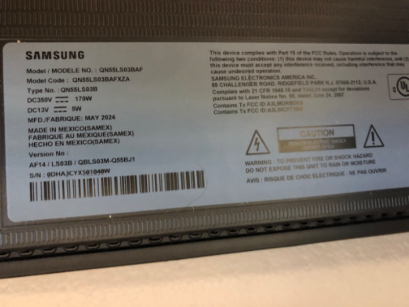 Photo 1 of ***USED**PARTS ONLY**SOLD AS IS NO RETURNS***ALL SALES ARE FINAL*** SAMSUNG 55-Inch Class QLED 4K The Frame LS03B Series