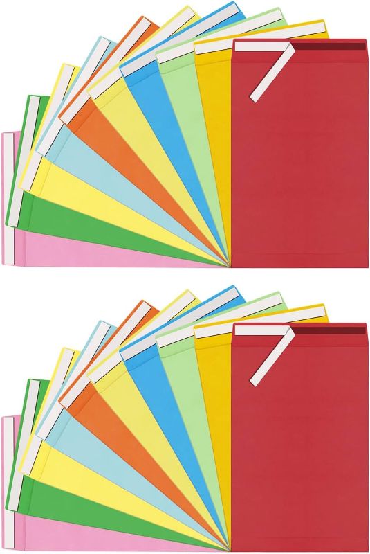 Photo 1 of 20 Pcs 6.5x9.5 inches Colored Catalog Envelopes self seal 28lb Colorful Printable Kraft Ultra Strong Peel & Seal For Mailing, Storage And Organizing Acid Free
