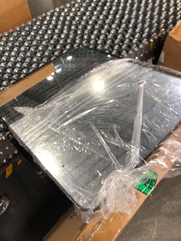 Photo 1 of ***slight discoloration*** Black Wall Mirror for Bathroom, 24x36 Inch Metal Framed Bathroom Mirror with Rounded Corner, Rectangle Wall Mounted Glass Panel Decorative Mirror
