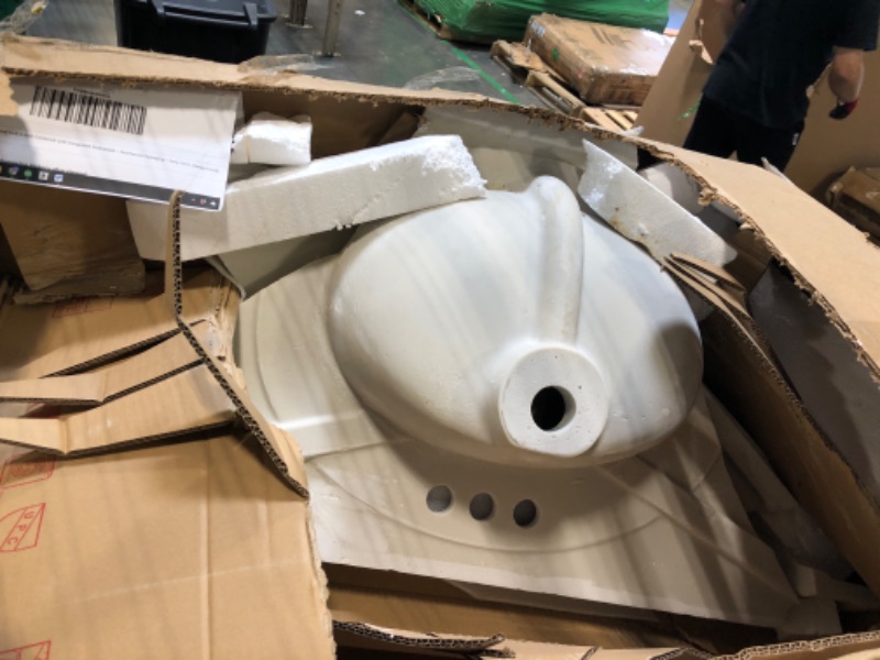Photo 1 of Cultured Marble Vanity Top – 43-Inch Single Bowl Sink 4-Inch Centerset with Integrated Backsplash – Reinforced Packaging – Ivory Swirl, Design House, 586164