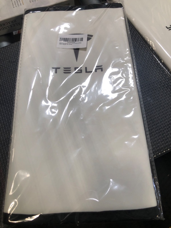 Photo 2 of  Designed for Tesla Model 3/Y 2017-2023 2024,Leather Center Console Cover for Tesla Model 3/Y Interior Accessories White