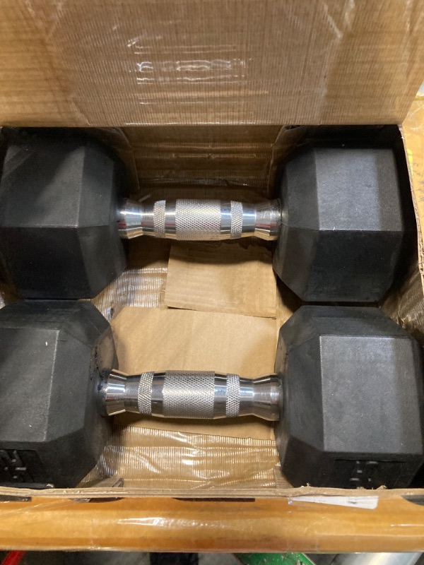 Photo 2 of 
Dumbbells Set of 2 Hex Rubber Encased Dumbbells, Weights Dumbbells Set with Metal Handle for Exercise and Fitness (25 lb, Pair)
