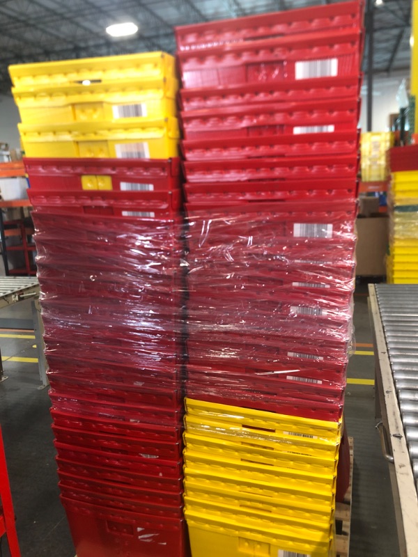 Photo 3 of ****NO RETURNS, SALE FINAL**** 91 COUNT ULINE Space Age Totes - 21 x 19 x 14"
 58 RED BINS 33 YELLOW BINS