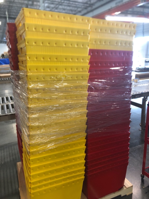 Photo 2 of ****NO RETURNS, SALE FINAL**** 91 COUNT ULINE Space Age Totes - 21 x 19 x 14"
 58 RED BINS 33 YELLOW BINS