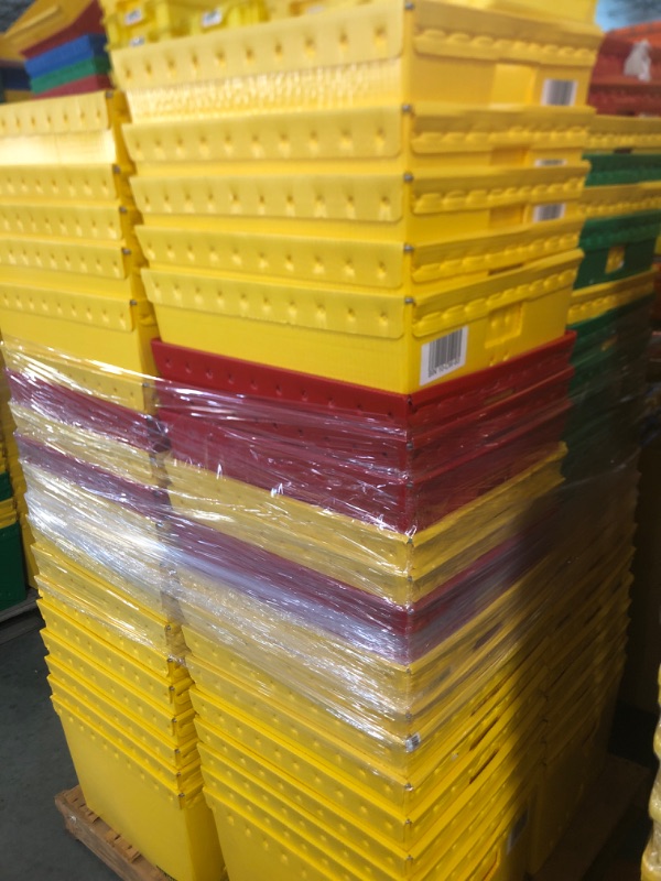 Photo 3 of ****NO RETURN, SALE FINAL**** Space Age Totes - 21 x 19 x 14"
82 CONTAINERS, 62 YELLOW, 11 GREEN, 9 RED