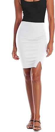 Photo 1 of  Women's Pencil Skirt Premium Ponte Basic Solid Stretch above Knee Side Slit