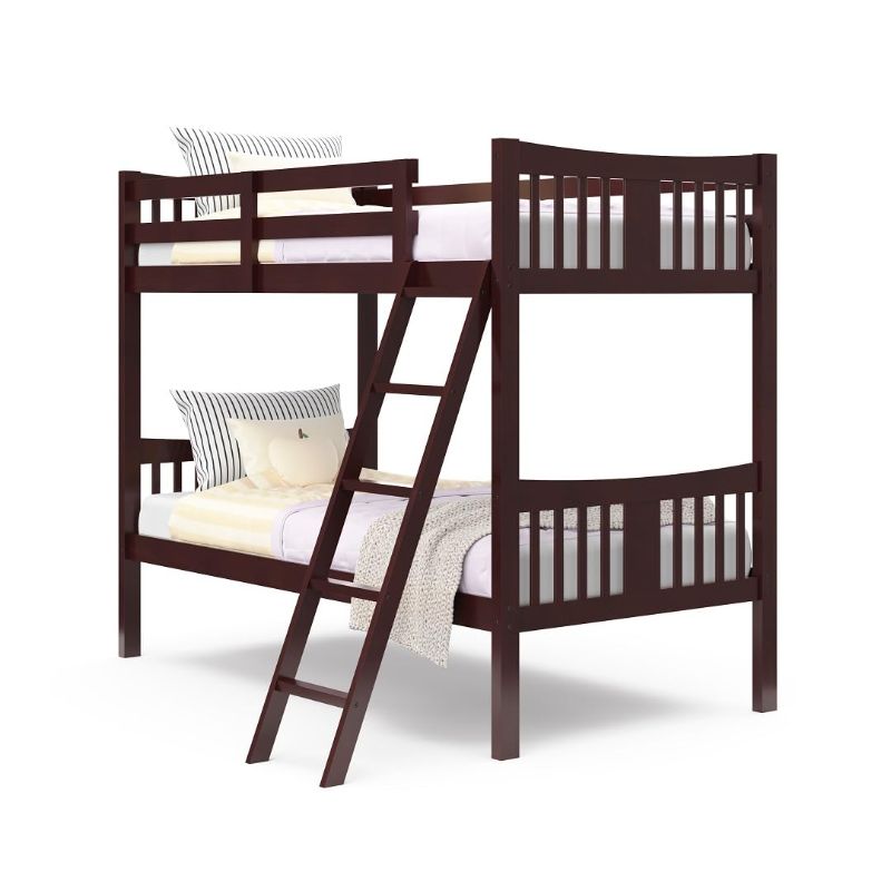 Photo 1 of ***PARTIAL SET***Storkcraft Caribou Bunk Bed Twin Over Twin Bunk Bed (Espresso) - GREENGUARD Gold Certified, Twin Bunk Beds for Kids, Converts to 2 Individual Twin Beds, Bunk Beds for Kids