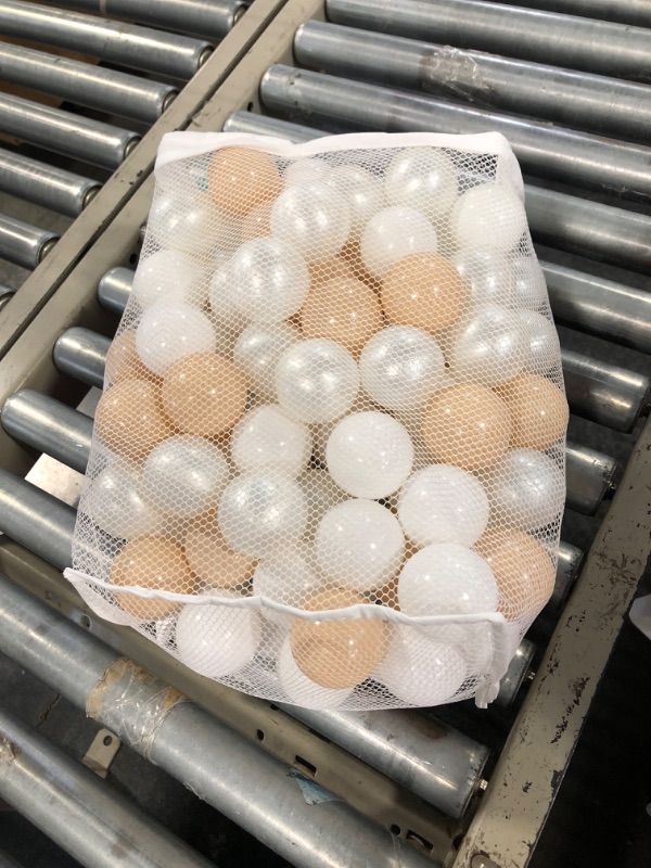 Photo 2 of 100 Pearl Ball Pit Balls - BPA&Phthalate Free Non-Toxic Play Balls Soft Plastic Balls for 1 2 3 4 5Years Old Toddlers Baby Kids Birthday Pool Tent Party (2.16inches) Milktea+Pearl White+White