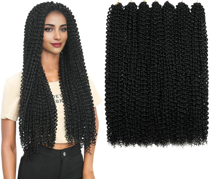 Photo 1 of  24 Inch Long Wavy Curly Secret Hairpiece for Women UTAI Passion Twist Hair 7 Packs 18 Inch Pre Looped Water Wave Crochet Hair Bohemian Braids for Black Women