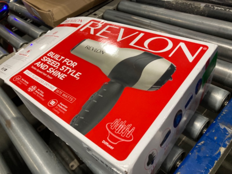 Photo 2 of 
REVLON Turbo Hair Dryer with Advanced Ionic Technology, Ceramic Coating | Turbo Heat and Cold Shot Features, 1875 Watts for Fast Drying and Shine (Silver)
